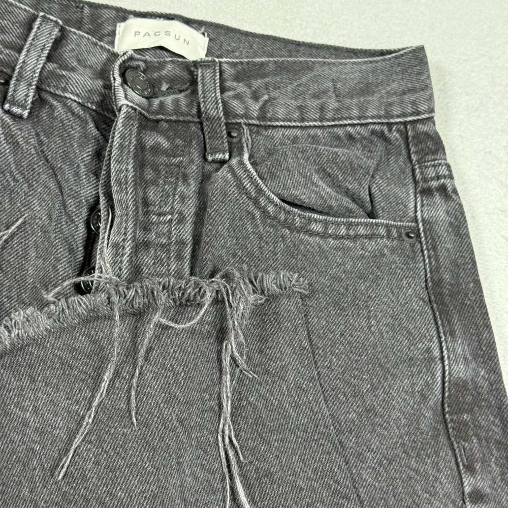 PacSun Dad Jean Washed Black High Waisted Raw Hem Straight Leg Jeans 22